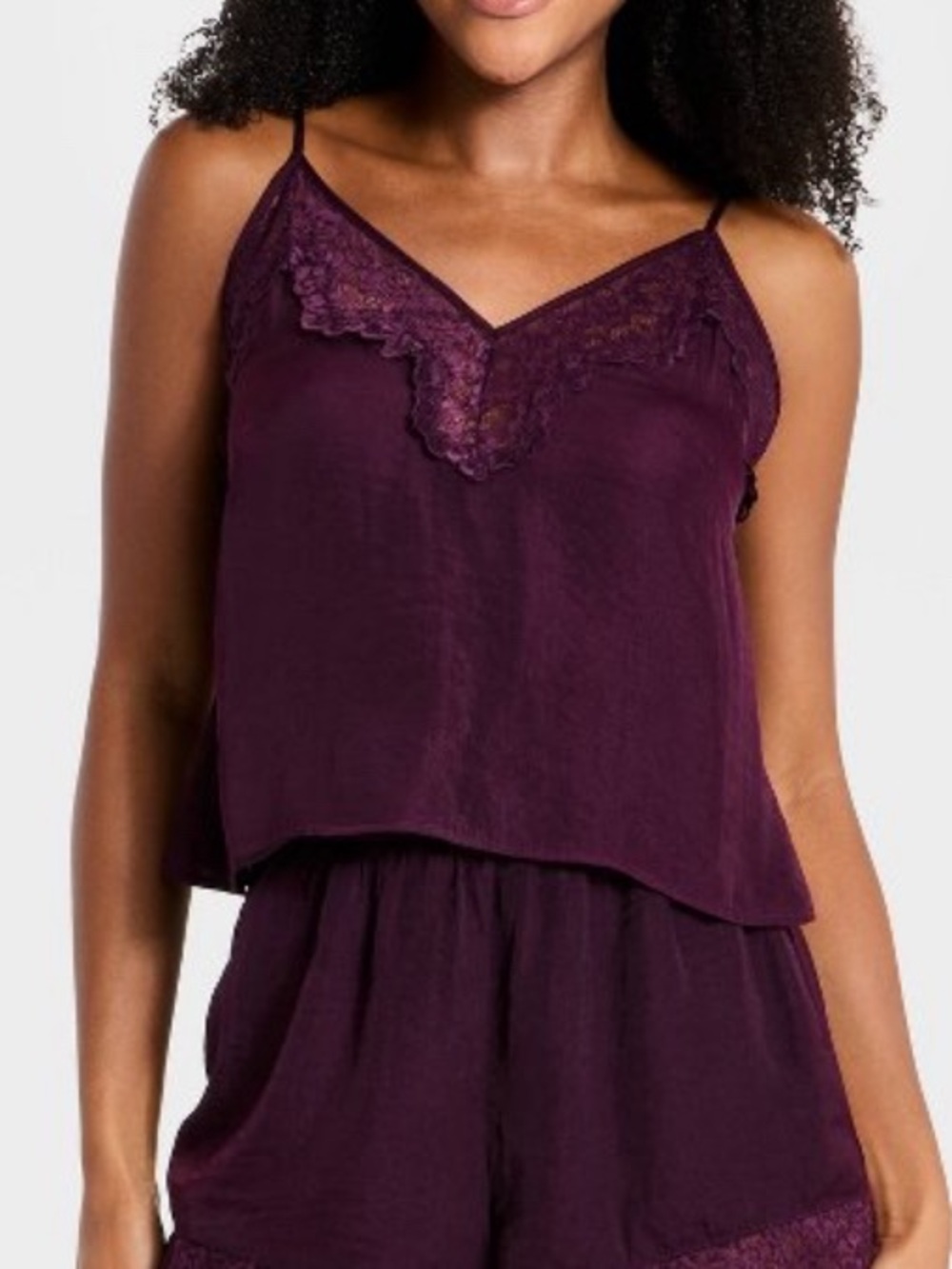 Target Plum Lace-Trim Satin Cami Pajama Top